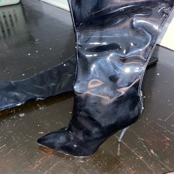 Black leather high boots - Picture 3 of 8